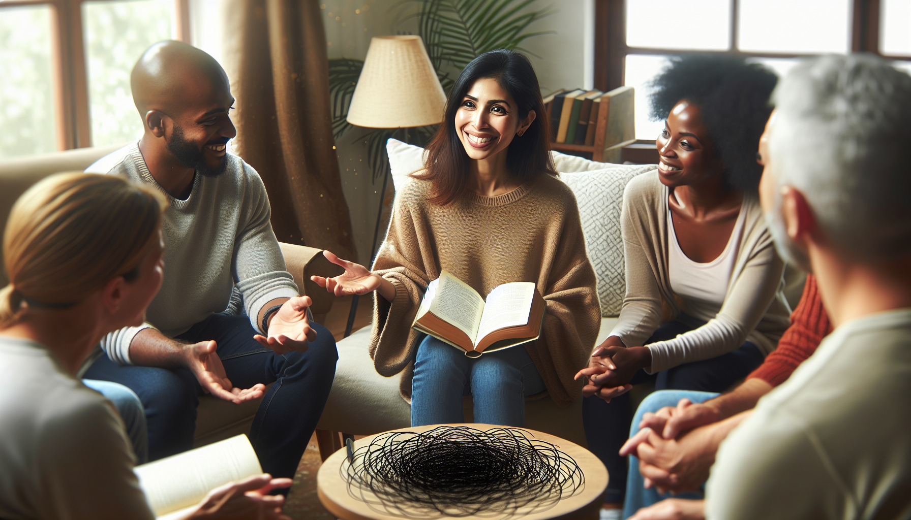 Woman leading a Bible study group with grace and warmth