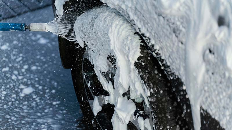 Car Covered in Foam Shampoo