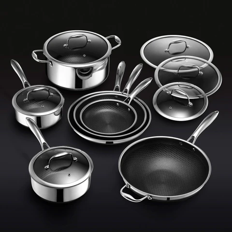 A range of HexClad Hybrid Cookware products