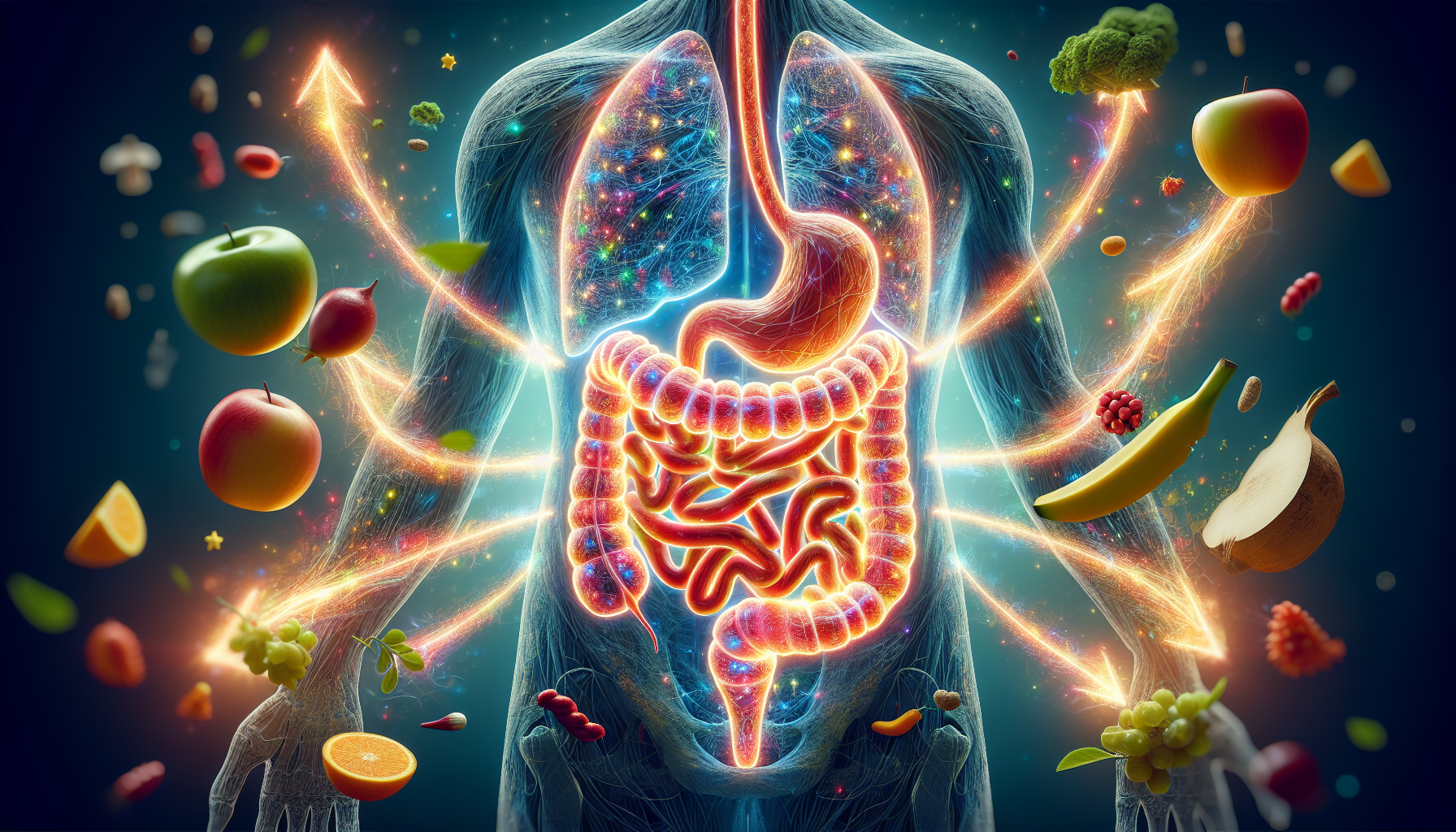 Visualisierung der Wirkung von Kollagenpeptiden auf die Darmgesundheit.