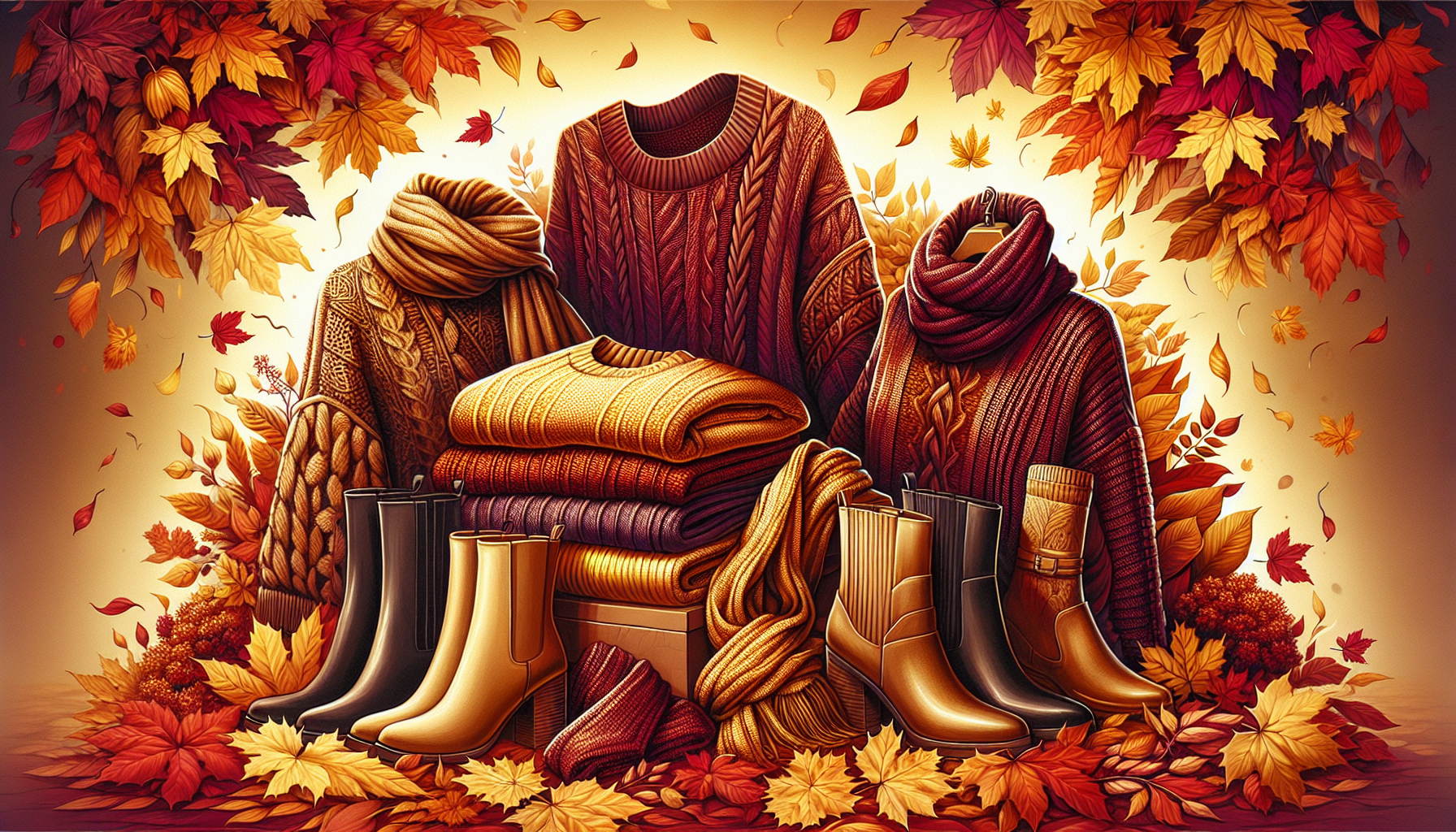 An artistic representation of essential fall collection pieces.