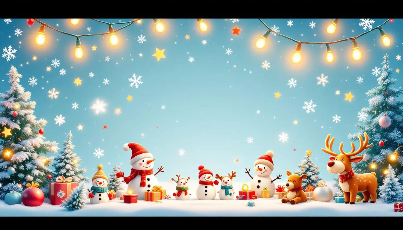 Light-up decorations including string lights and figurines that create a festive atmosphere.