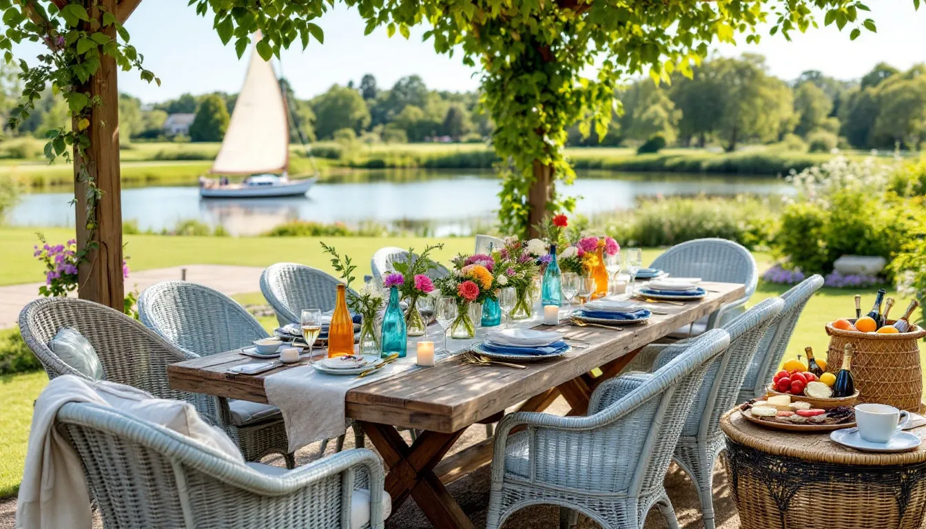 A delightful outdoor dining setup at a restaurant in the Hamptons, ideal for lunch spots.