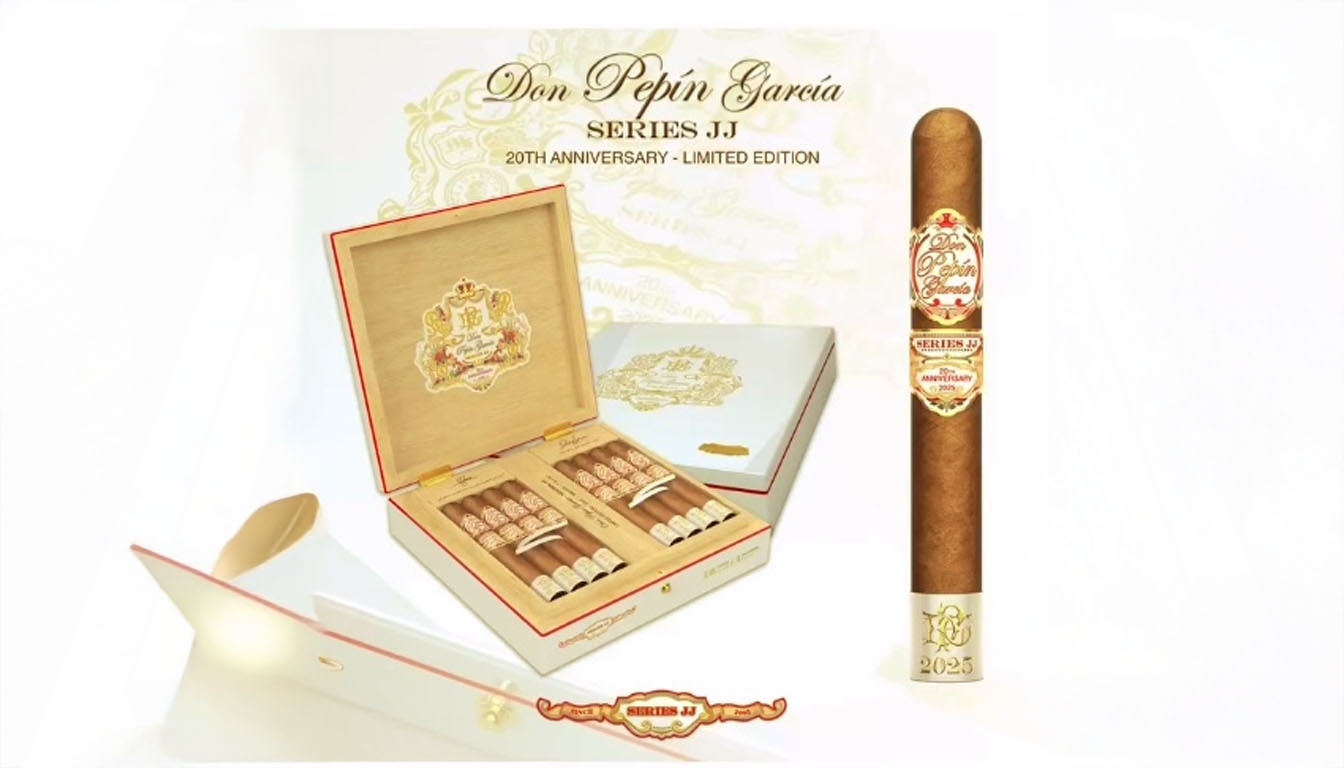 The My Father Series JJ Anniversary Cigars displayed in an elegant setting.