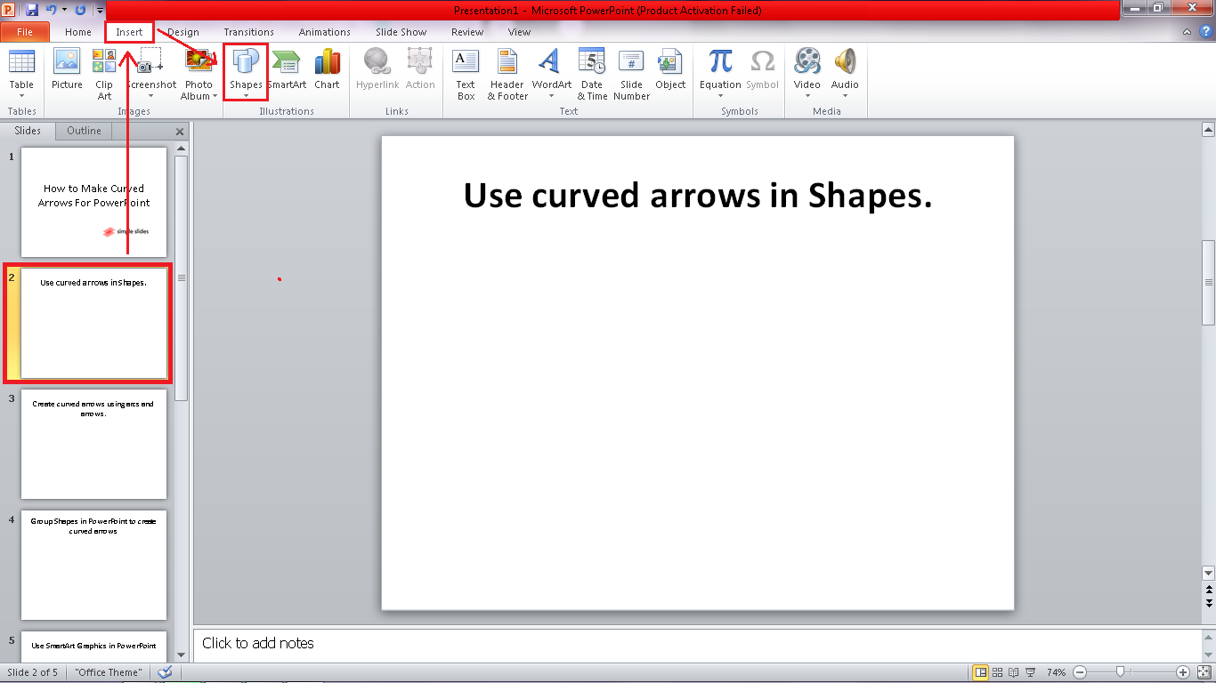 How To Get A Curved Arrow In Powerpoint