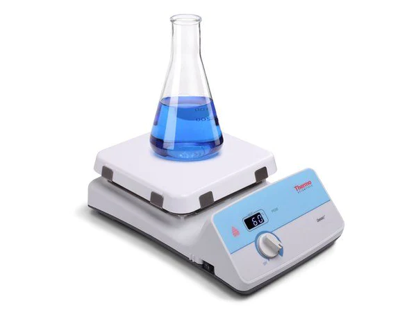 Laboratory hot plate with a sample being heated