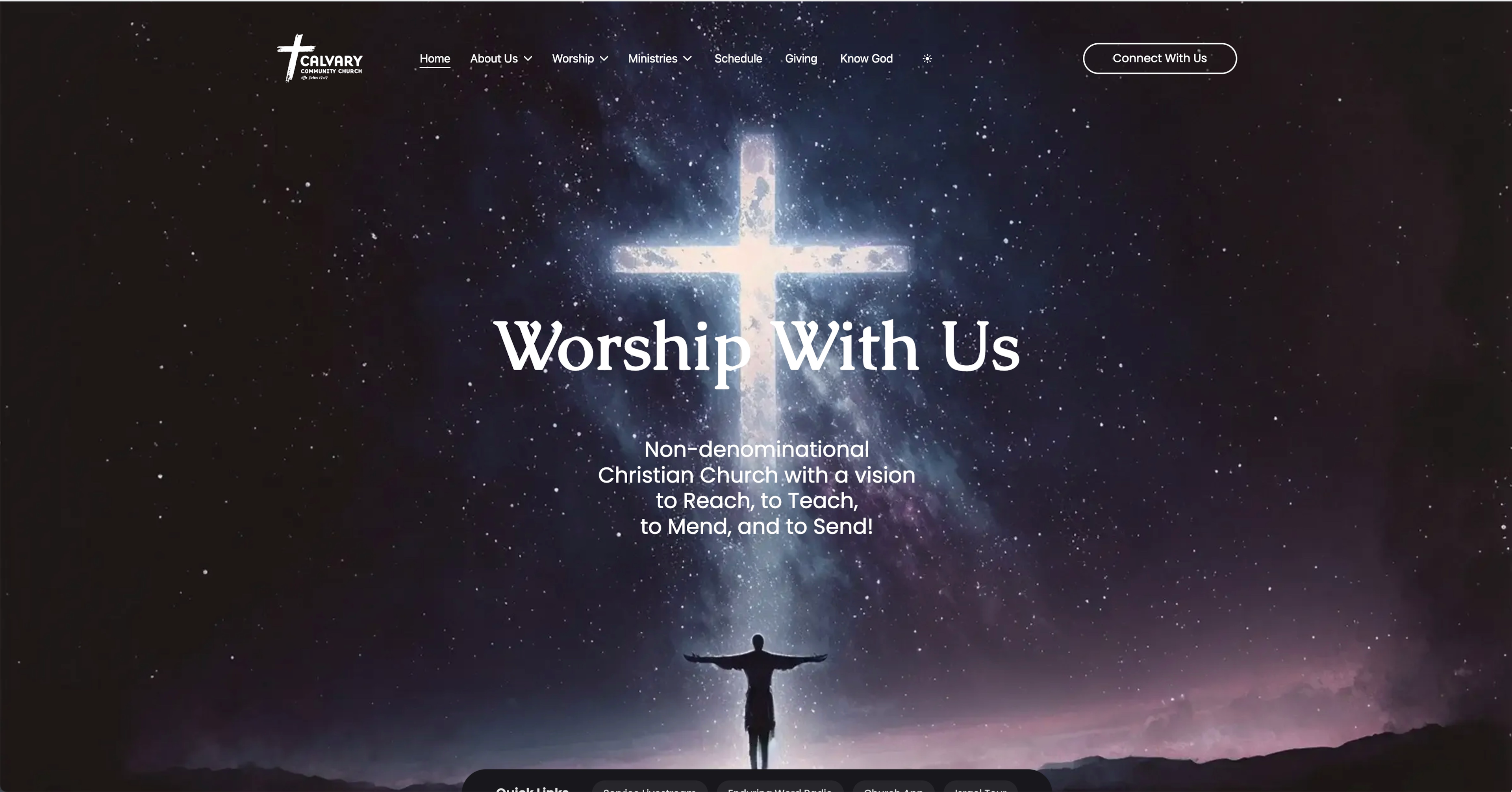 Calvary Community Church website dark mode design