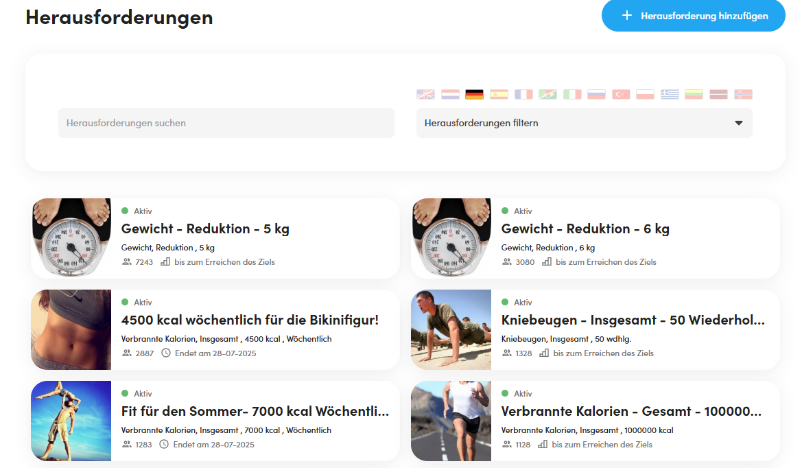 Mögliche Herausforderungen aus der Virtuagym App