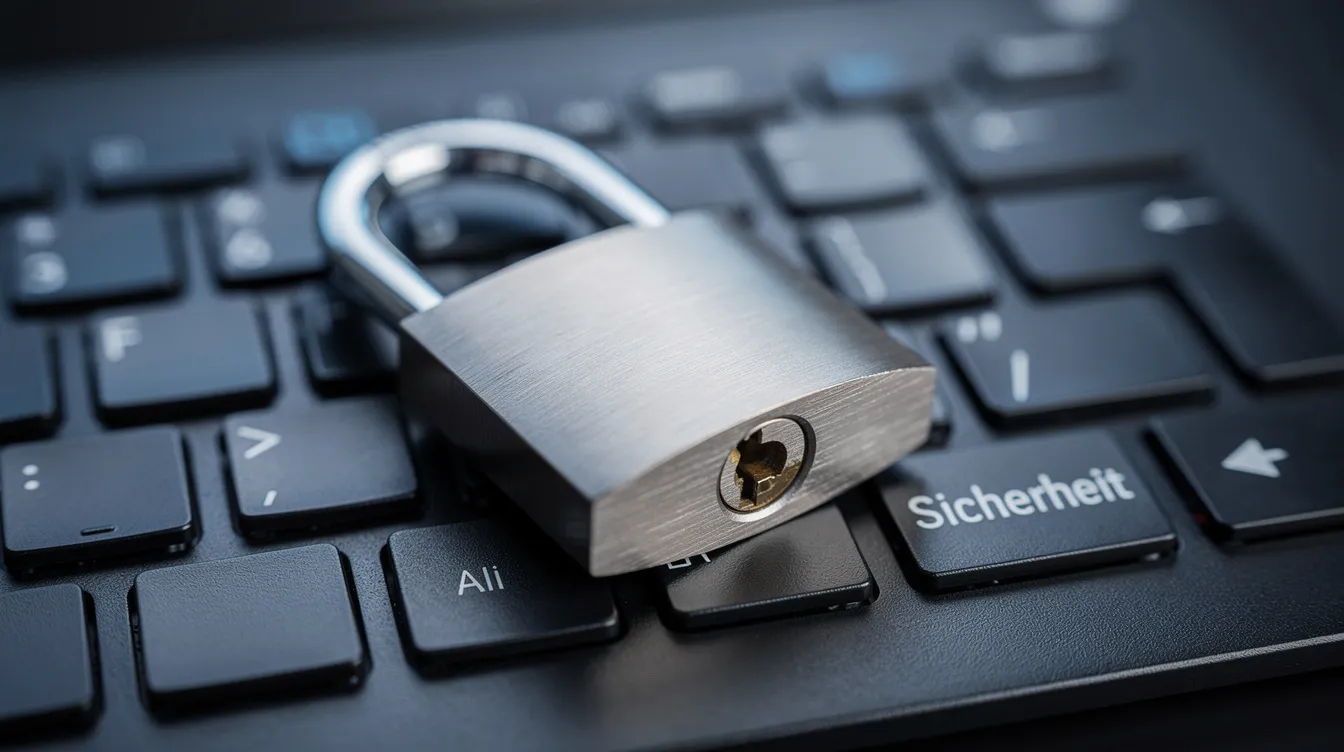Die Nahaufnahme eines Vorhängeschlosses auf einer Tastatur symbolisiert Online-Sicherheit, während sie gleichzeitig an die Wichtigkeit von sicheren Logins und den Schutz von persönlichen Informationen erinnert. Dieses Bild steht für den Schutz und die Freischaltung sicherer Zugänge, wie sie beispielsweise bei Canada Life zu finden sind.