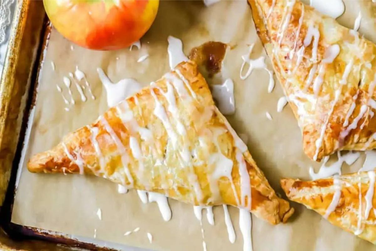 Apple turnover made from puff pastry.