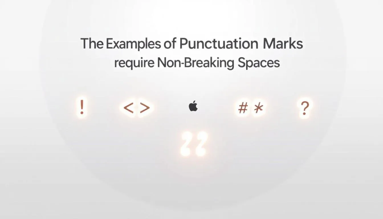 Exemples de signes de ponctuation n&eacute;cessitant un espace ins&eacute;cable.