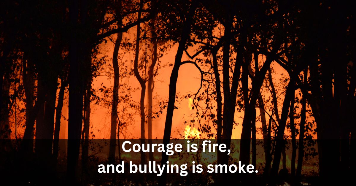 Courage is fire, and bullying is smoke. quotes about bullying 