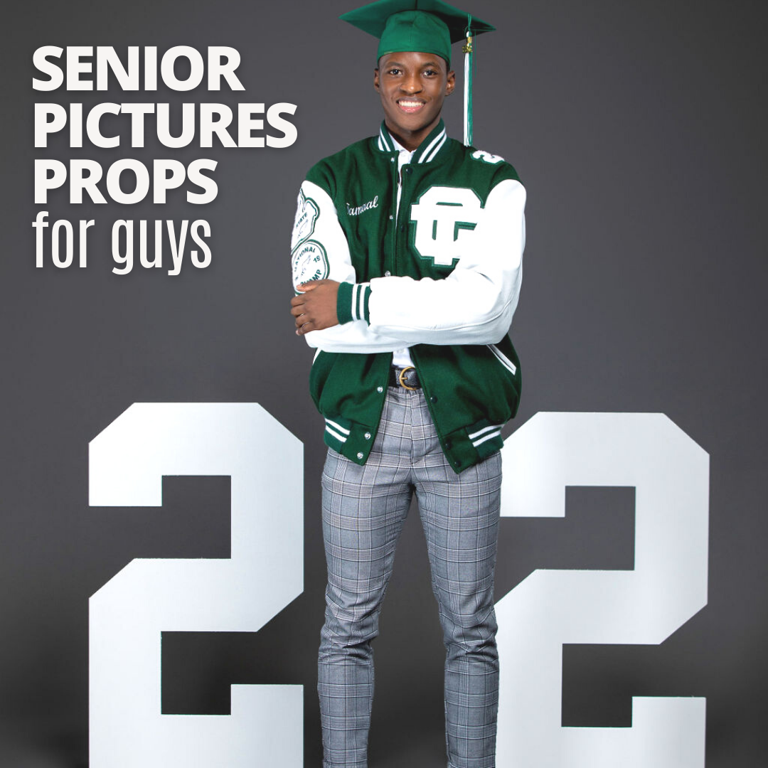 Letterman's jacket with our giant number photo props is one of the best senior picture ideas we saw last year.