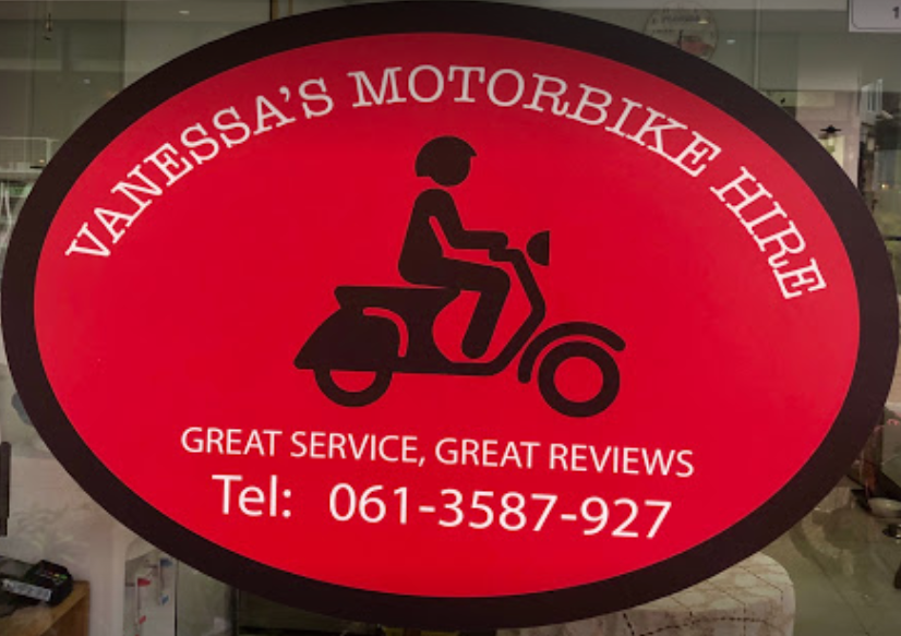 Sign from a motorbike rental in Chiang Mai