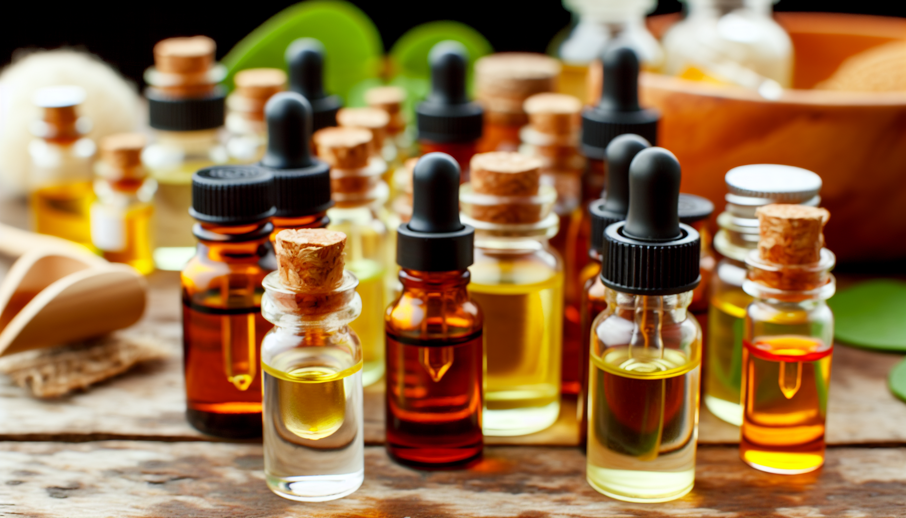 Selection of aromatic essential oils for homemade shampoo