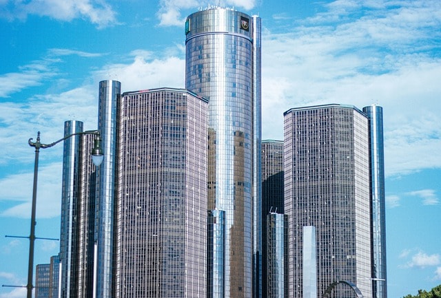 detroit, building, gmrencen