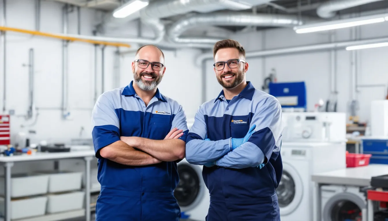 Expert technicians providing commercial washing machine and dryer repair services for Continental Girbau.