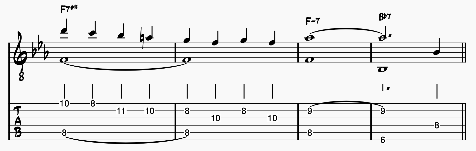 Chord Melody Guitar: There Will Never Be Another You Melody and Bass Notes; bars 13-16