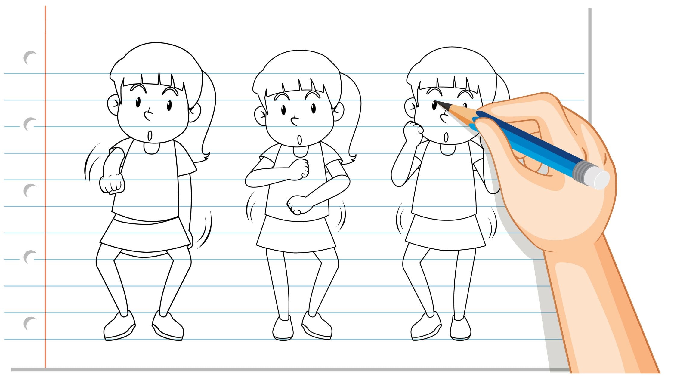 Hand writing of girl dancing