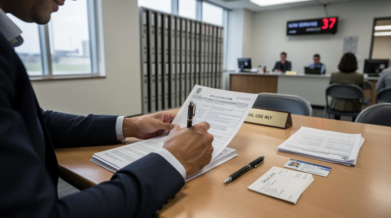 The image shows a person seated at a desk in a government office, carefully filling out official documents related to acquiring Pakistani citizenship. The setting conveys a formal atmosphere, highlighting the importance of understanding citizenship laws and dual nationality arrangements in Pakistan.