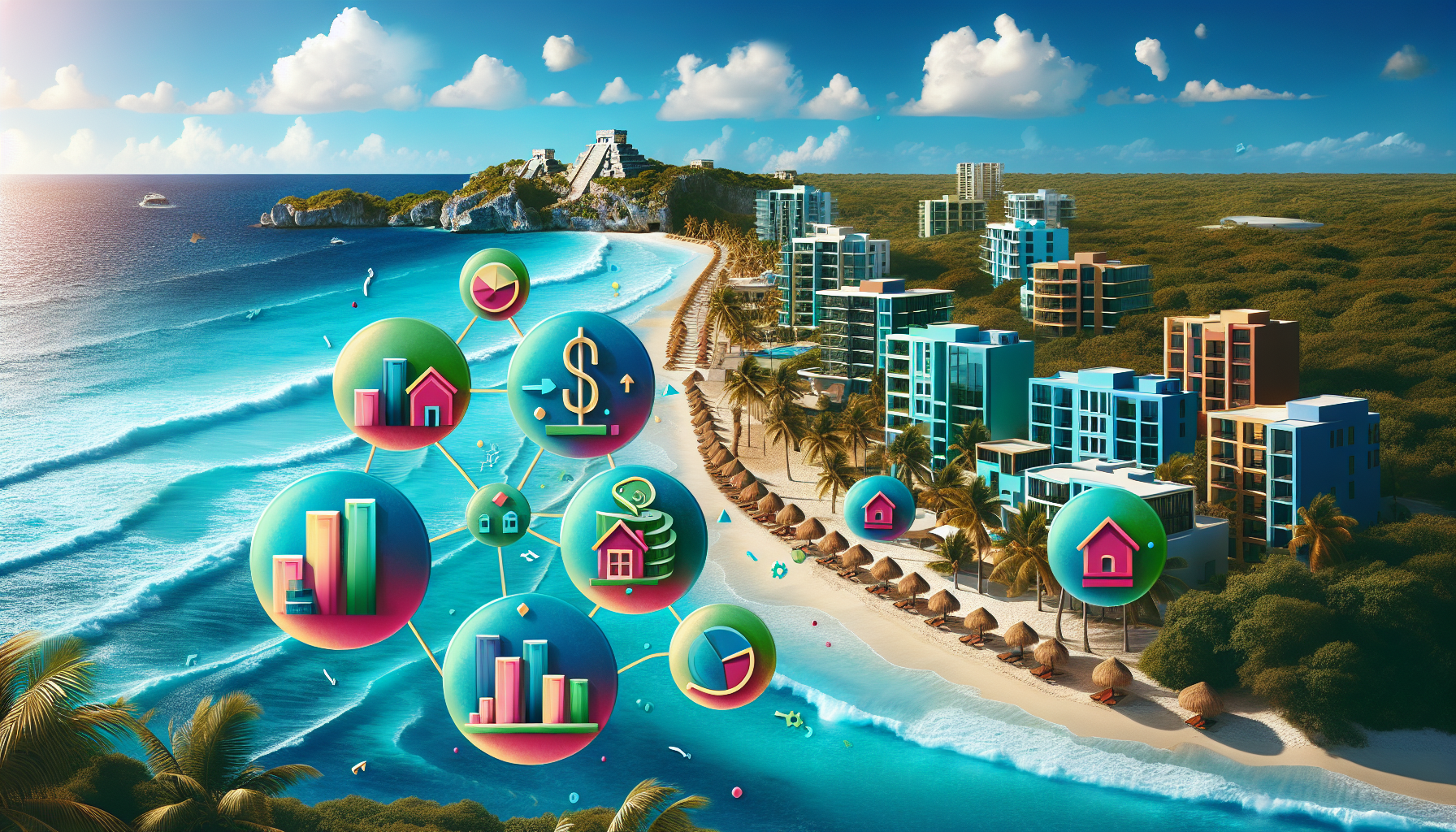 An illustration showing the benefits of investing in Tulum condos.