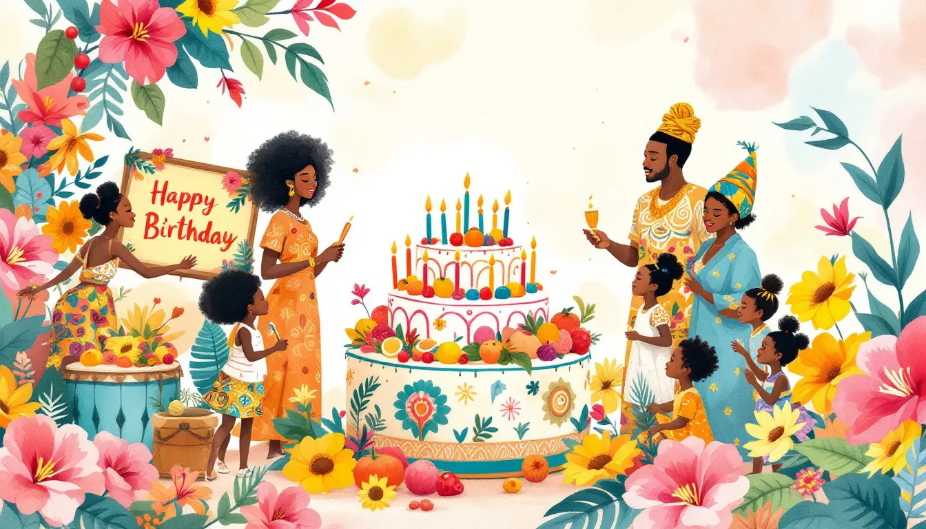 A vibrant collection of African birthday wishes and ecards.