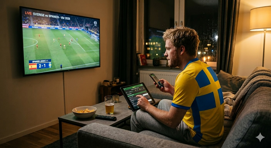 Livebetting på fotbolls VM 2026 – Sverige mot Spanien med odds under matchen
