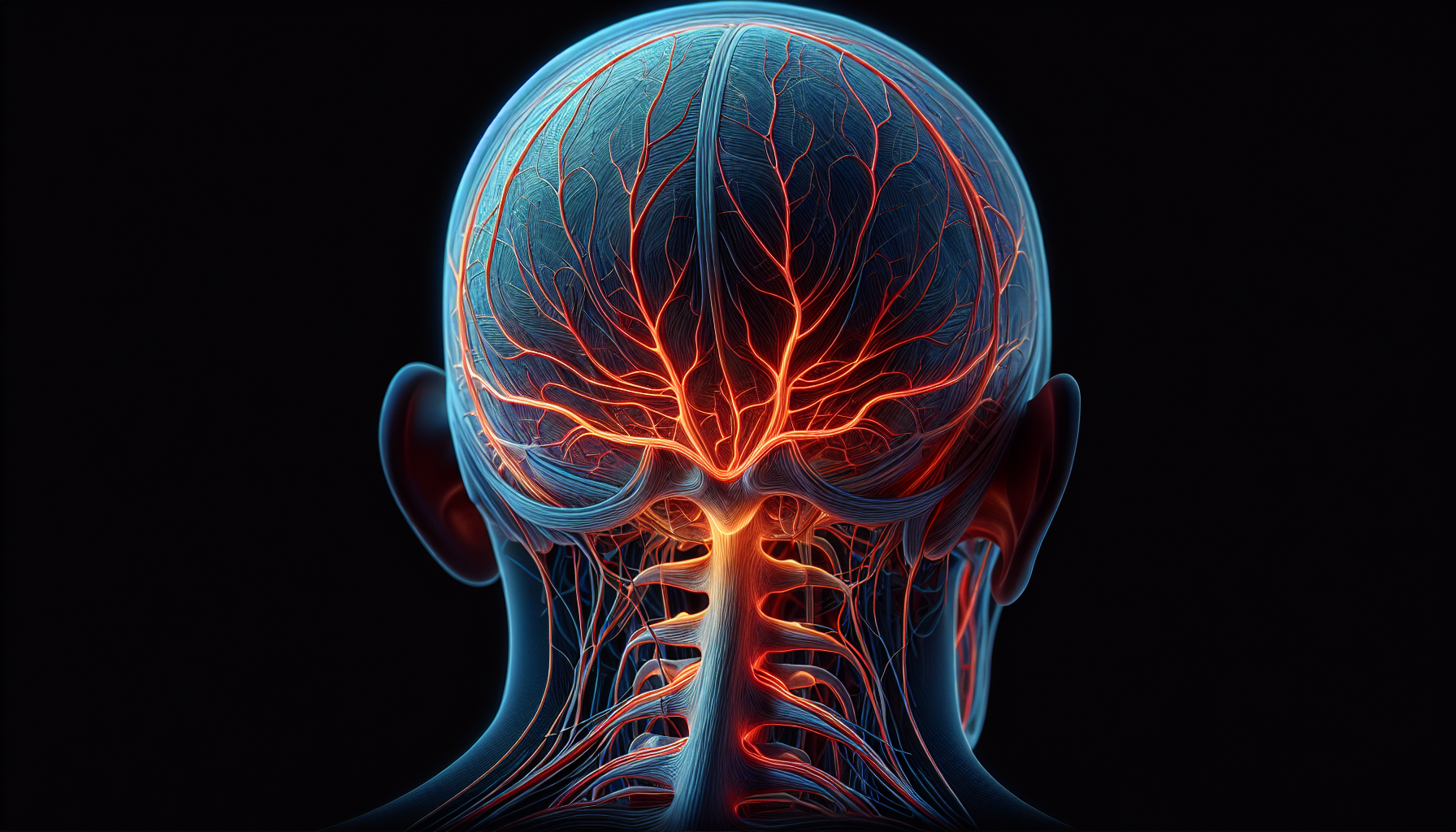 Illustration of nerves at the base of the skull