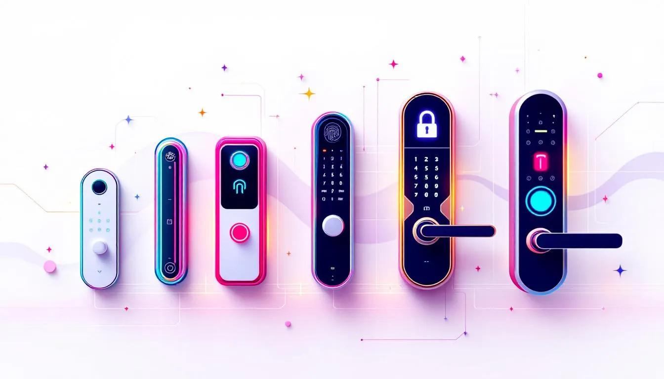 An illustration showing various types of electronic locks and their average lifespan.