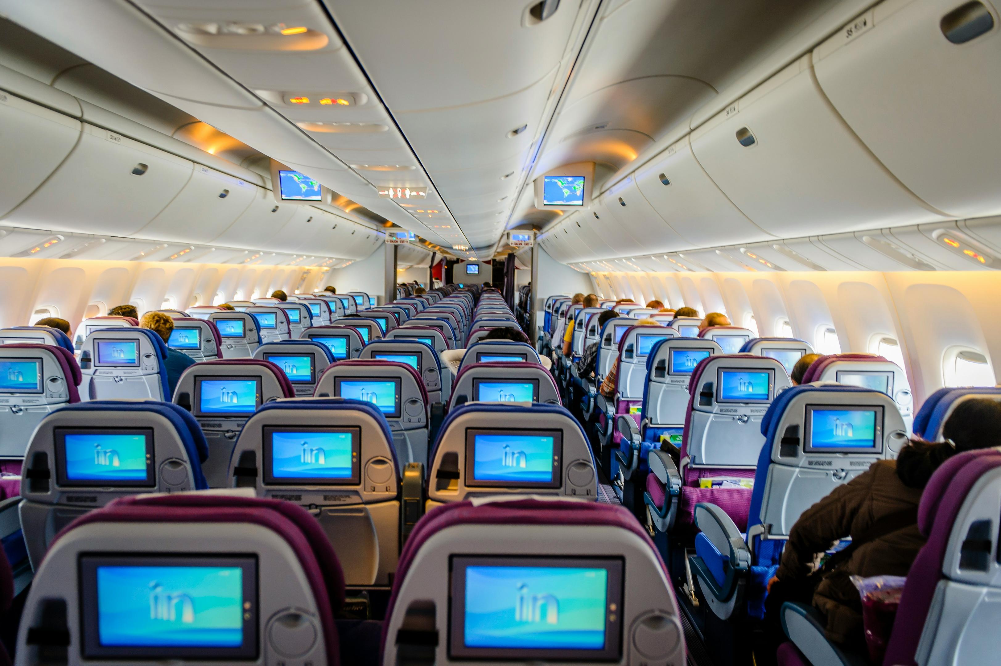Seats inside an airplane