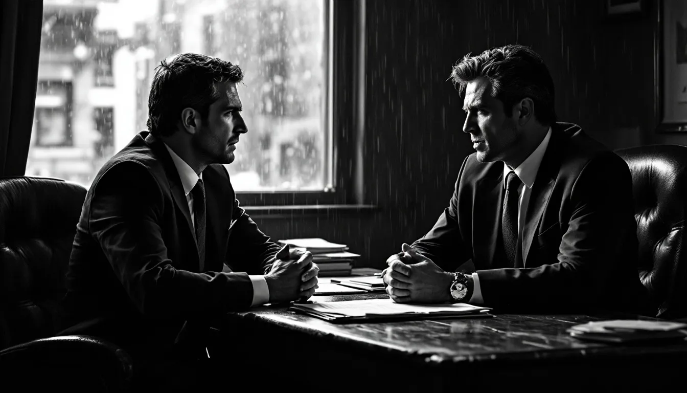 A professional criminal defense attorney consulting with a client about their case involving gun charges.