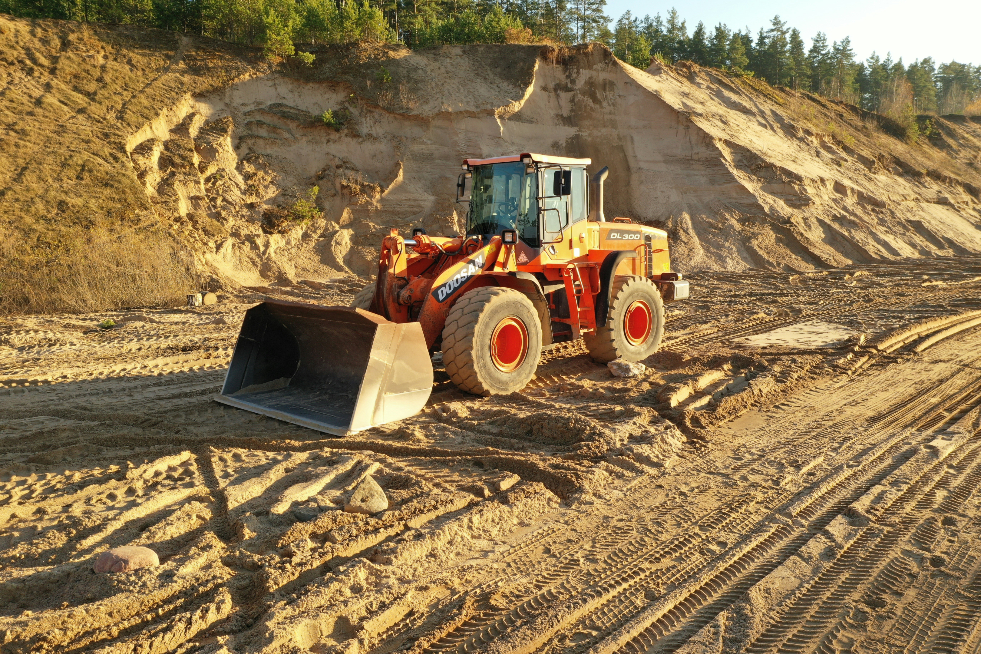 Backhoe loader in construction.