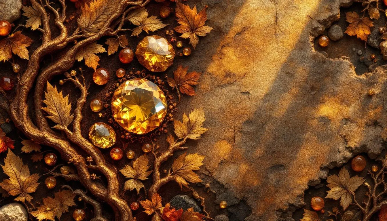A beautiful display of November birthstones including topaz and citrine.