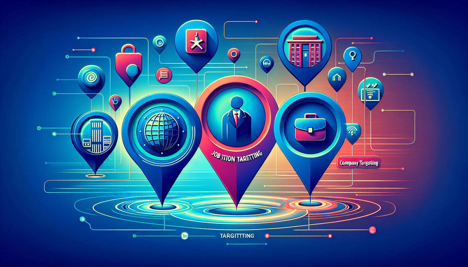 An illustration showcasing key targeting options on LinkedIn with a focus on various criteria.