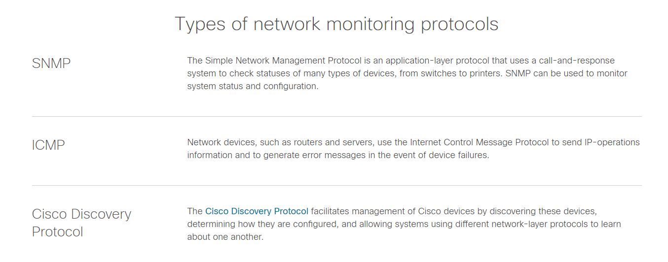 Types of network monitoring protocols