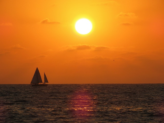 sunset, sailboat, puerto vallarta
