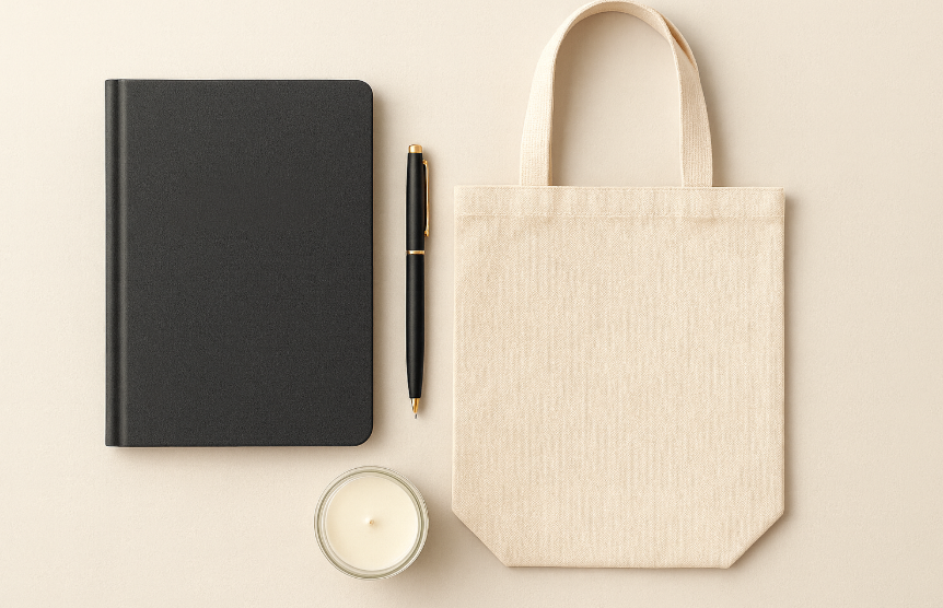 Journal, Custom Pen, Tote, and Candle