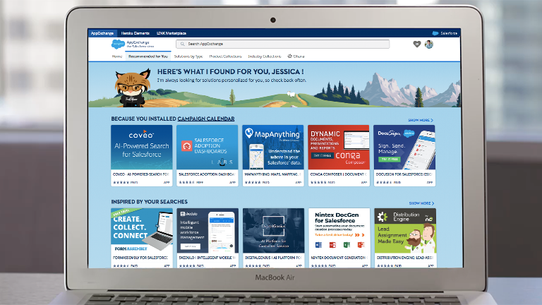 A screenshot of Salesforce AppExchange, a popular way to integrate Salesforce with other tools.