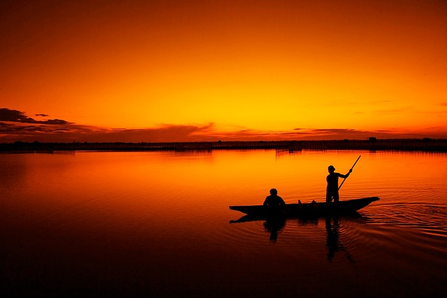 boat, dusk, silhouette