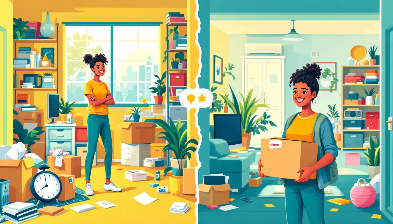 A visual representation of the decluttering process, highlighting small steps to overcome hoarding.