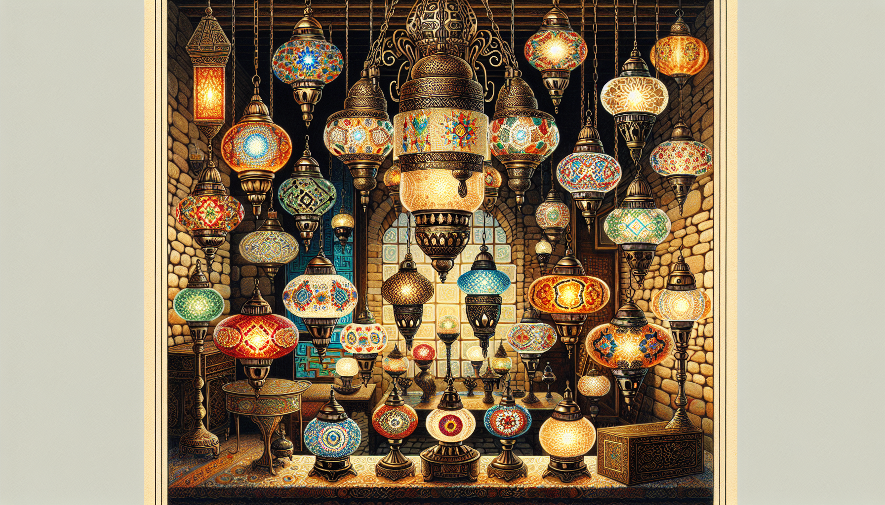 Variety of styles in Turkish mosaic lamps