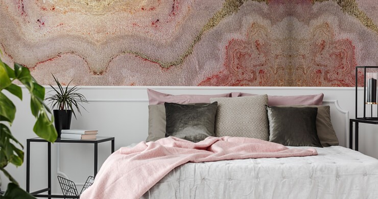 Glamorous materials for minimalist bedroom design 