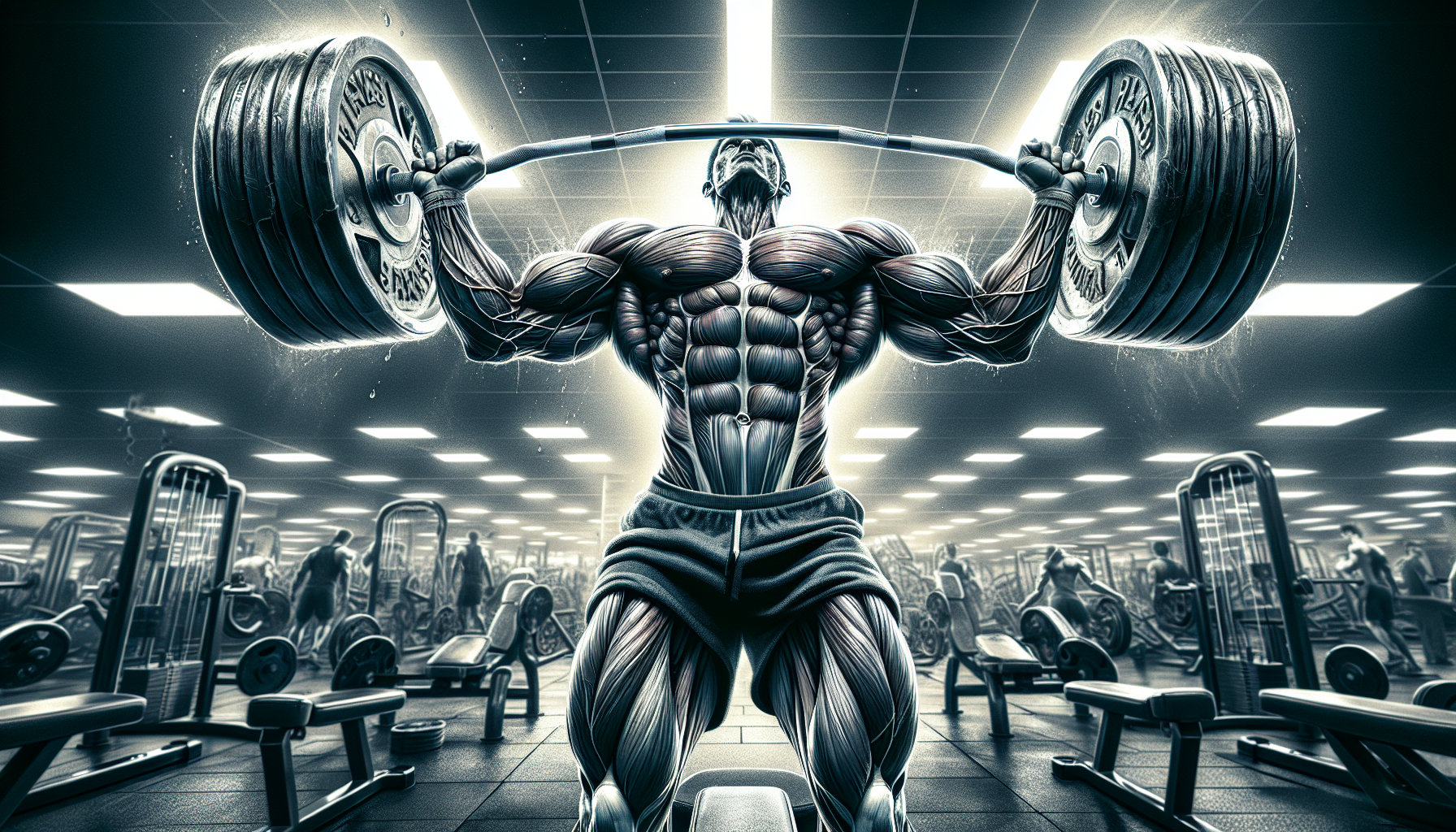Illustration of a bodybuilder lifting weights