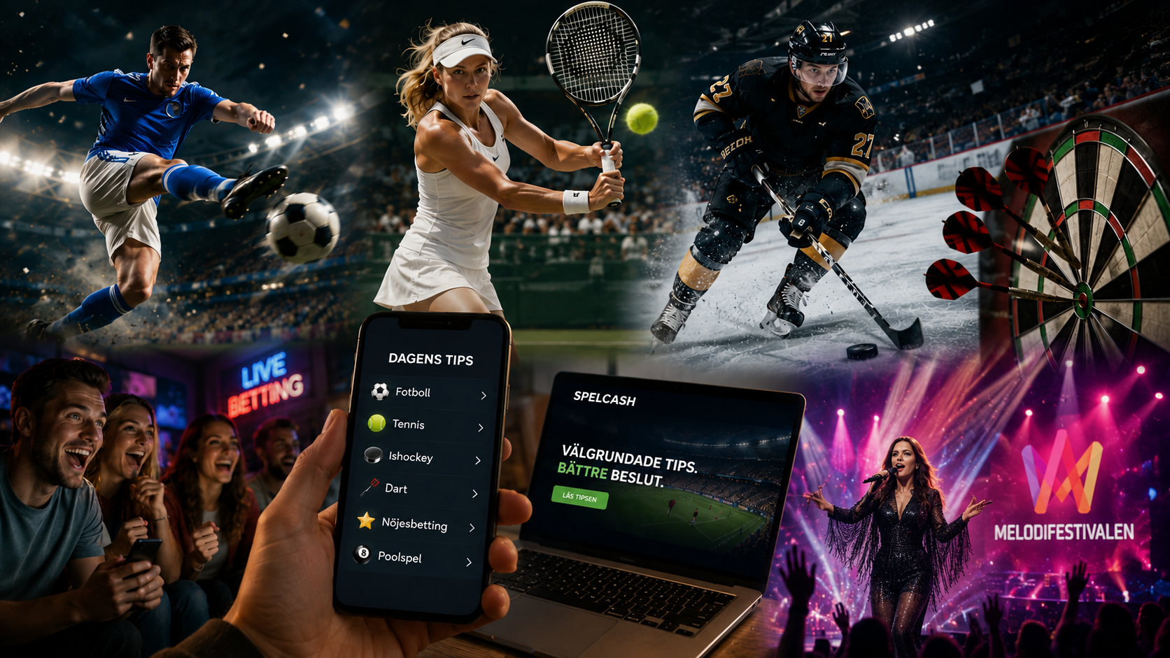 Dagens bästa speltips för fotboll, tennis, ishockey, dart och e sport med gratis betting tips och odds från olika spelbolag