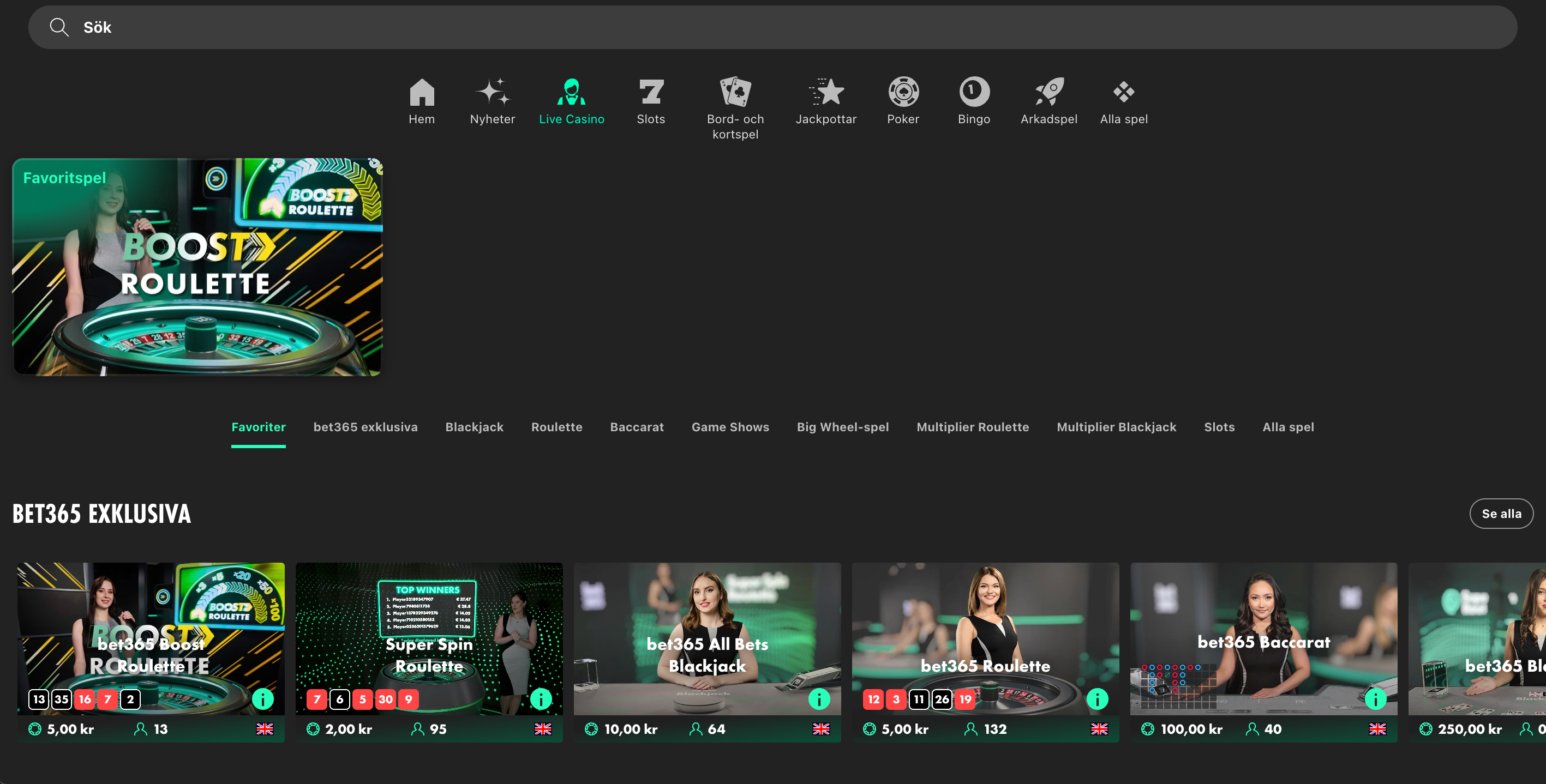 Bet365 live casino