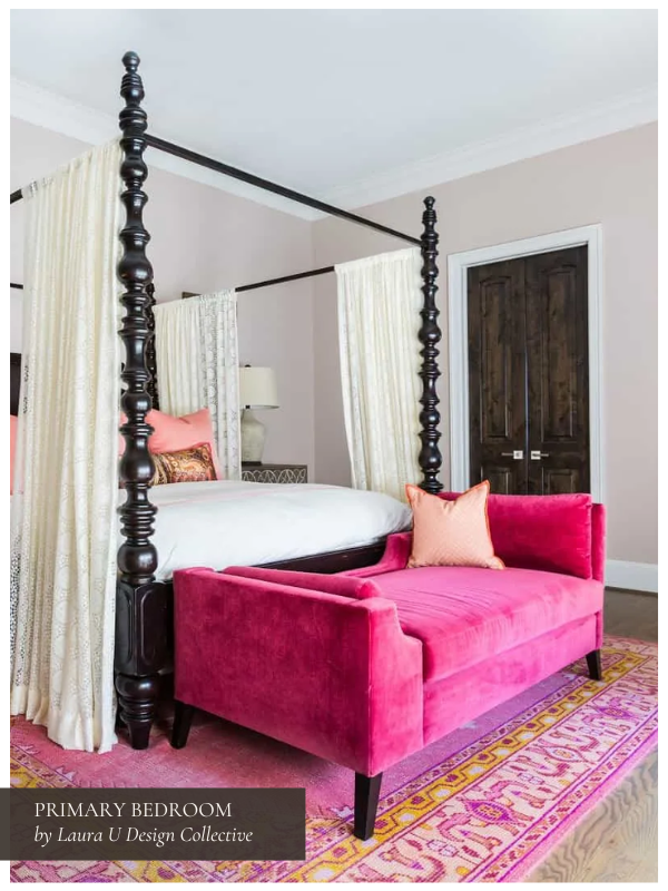 a colorful bedroom with individual style and incredible pink design features