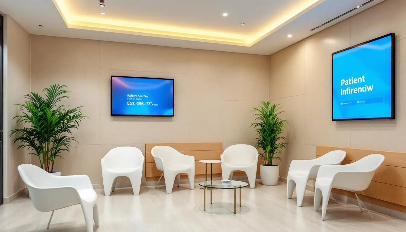 The image depicts a modern medical practice waiting room, featuring sleek furniture and digital displays that provide patient information. This contemporary design enhances the patient experience while reflecting the innovative strategies often employed by top healthcare marketing agencies. The image depicts a modern medical practice waiting room, featuring sleek furniture and digital displays that provide patient information. This contemporary design enhances the patient experience while reflecting the innovative strategies often employed by top healthcare marketing agencies.
