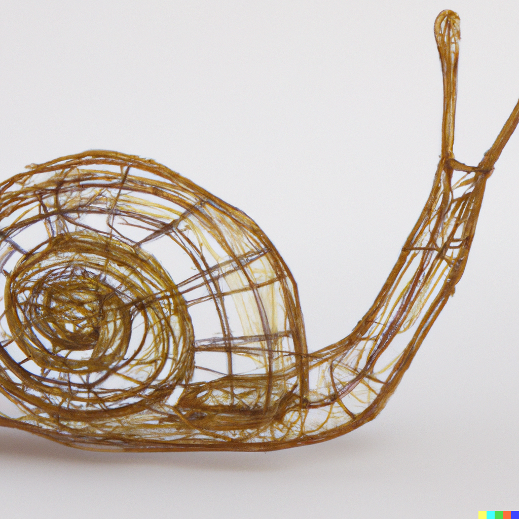 A snail made of harp strings