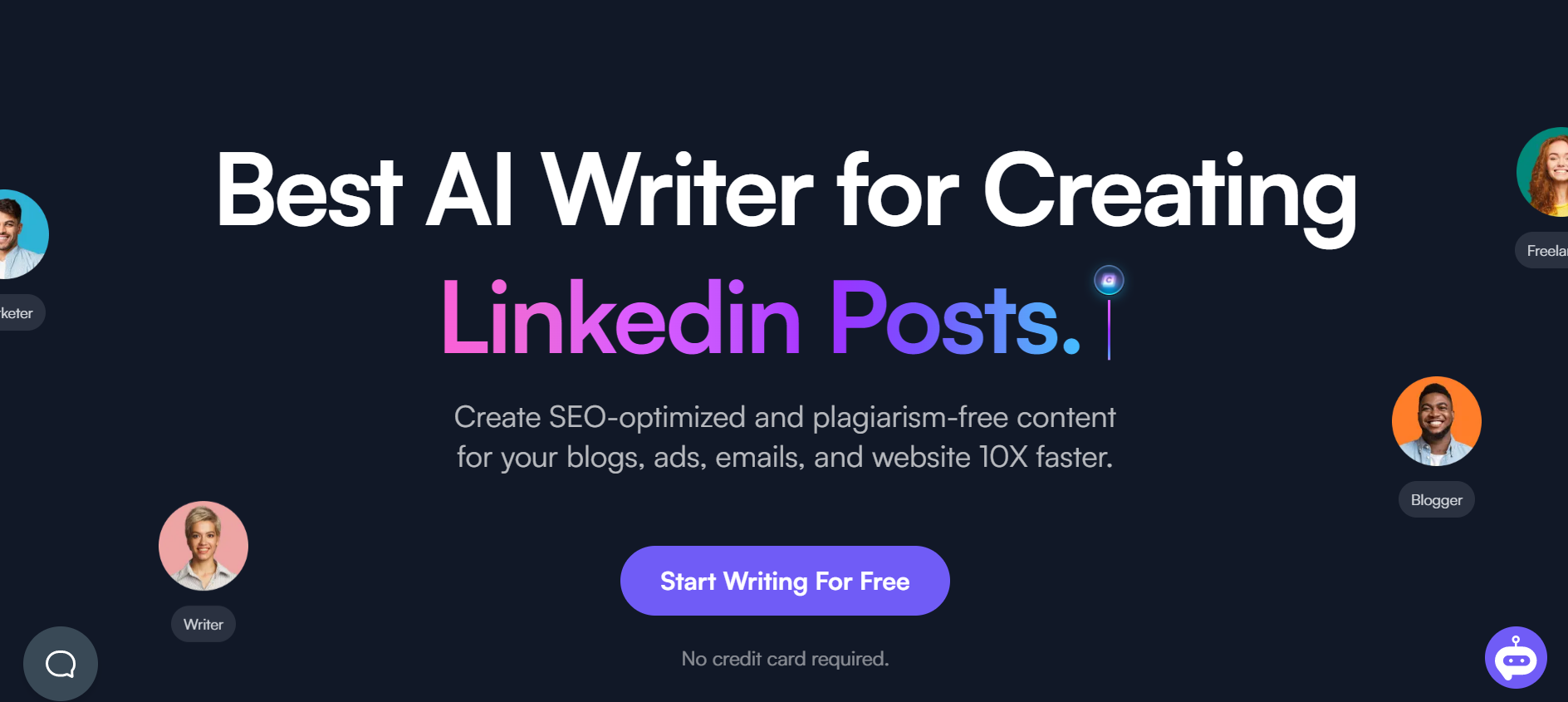 Writesonic Landing Page - Best AI Writer for Creating Linkedin Posts