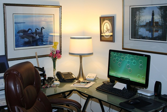 home office, work space, computer